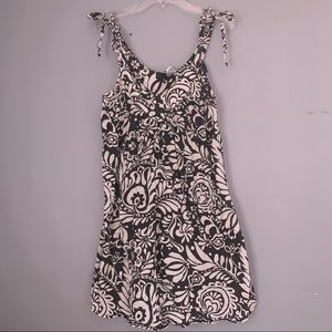 Black and white floral dress with tie straps